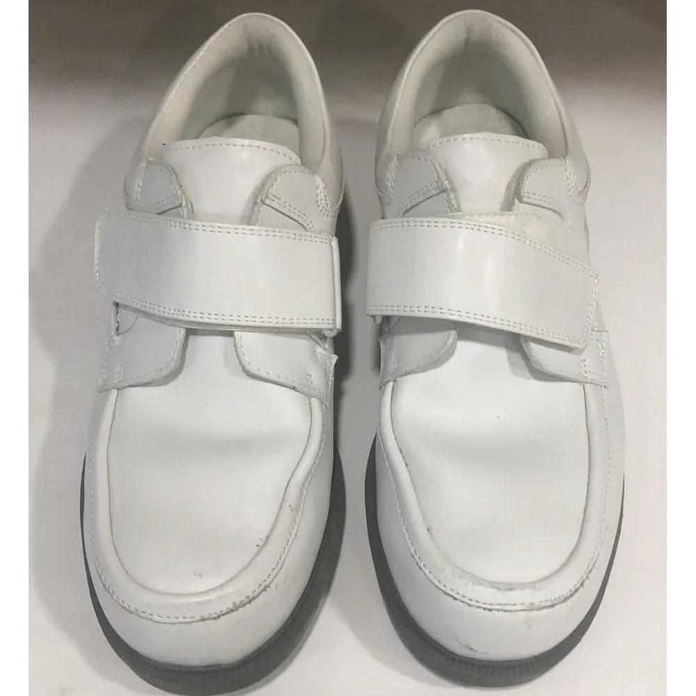 Dr Scholls White Leather Comfort Walking Shoes‎  Adjustable Strap 478-09 8.5 3E